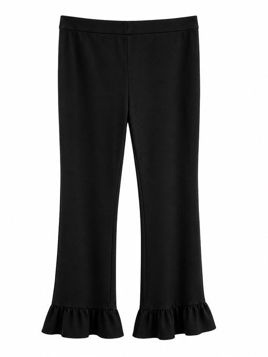 Julie Brown NYC Pants - JB Julie Brown NYC Black Ruffle Hem Wide Leg Pants 8 Stretch Pull-On Dressy NWT
